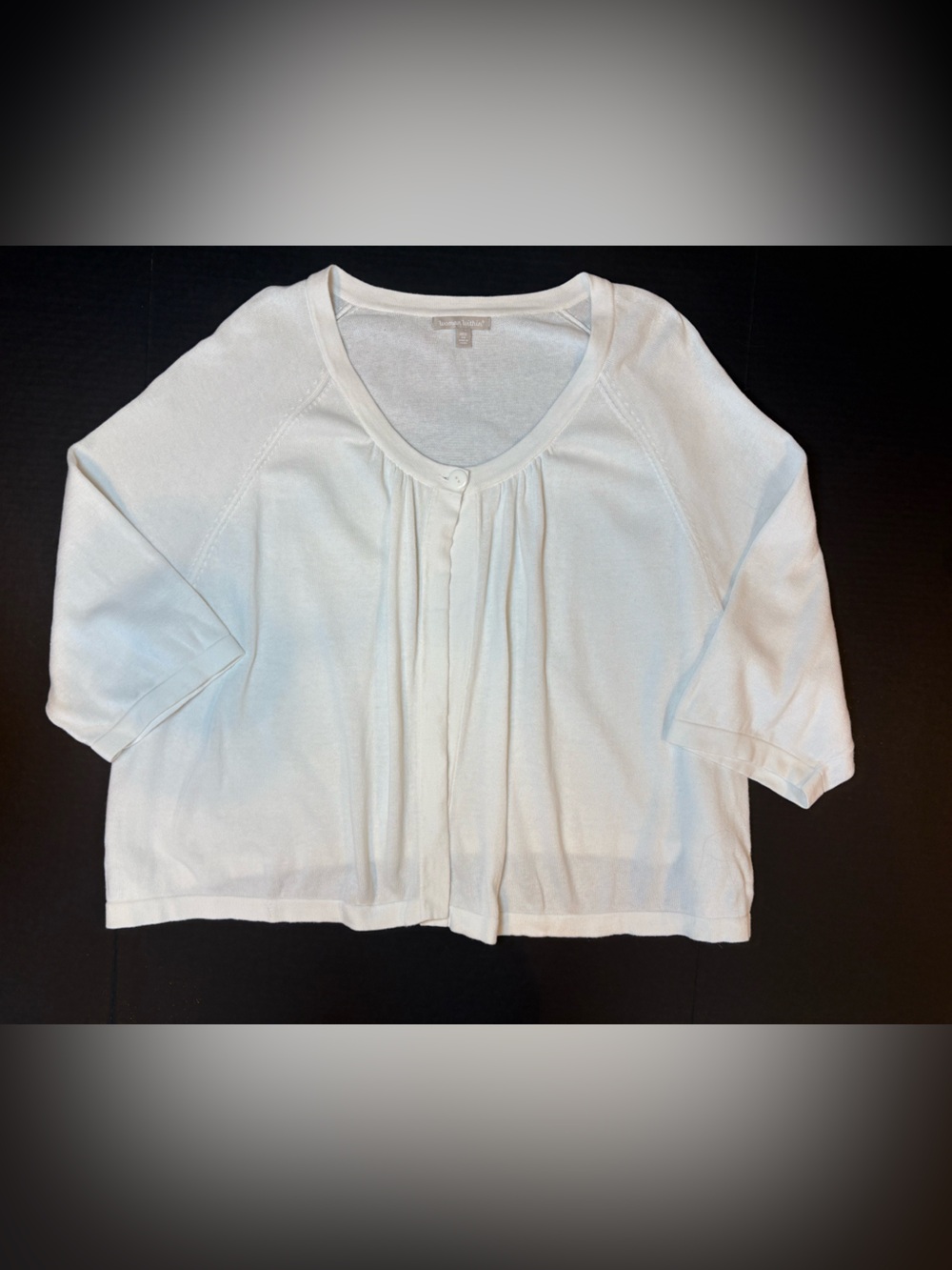 Woman Within White 3/4 Sleeve 100% Cotton Cardigan Open Front Size 3X